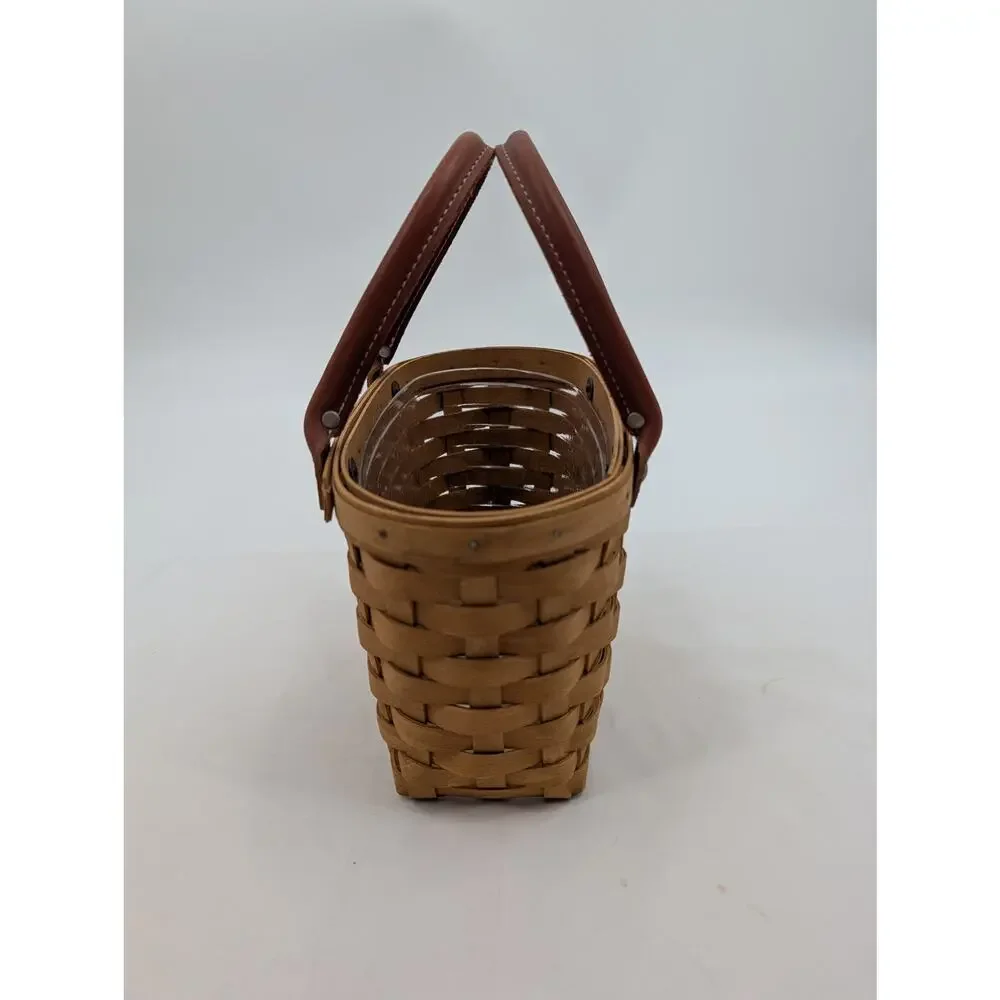 Longaberger Small Boardwalk Basket Purse Signed 2003 AM With Plastic Protector